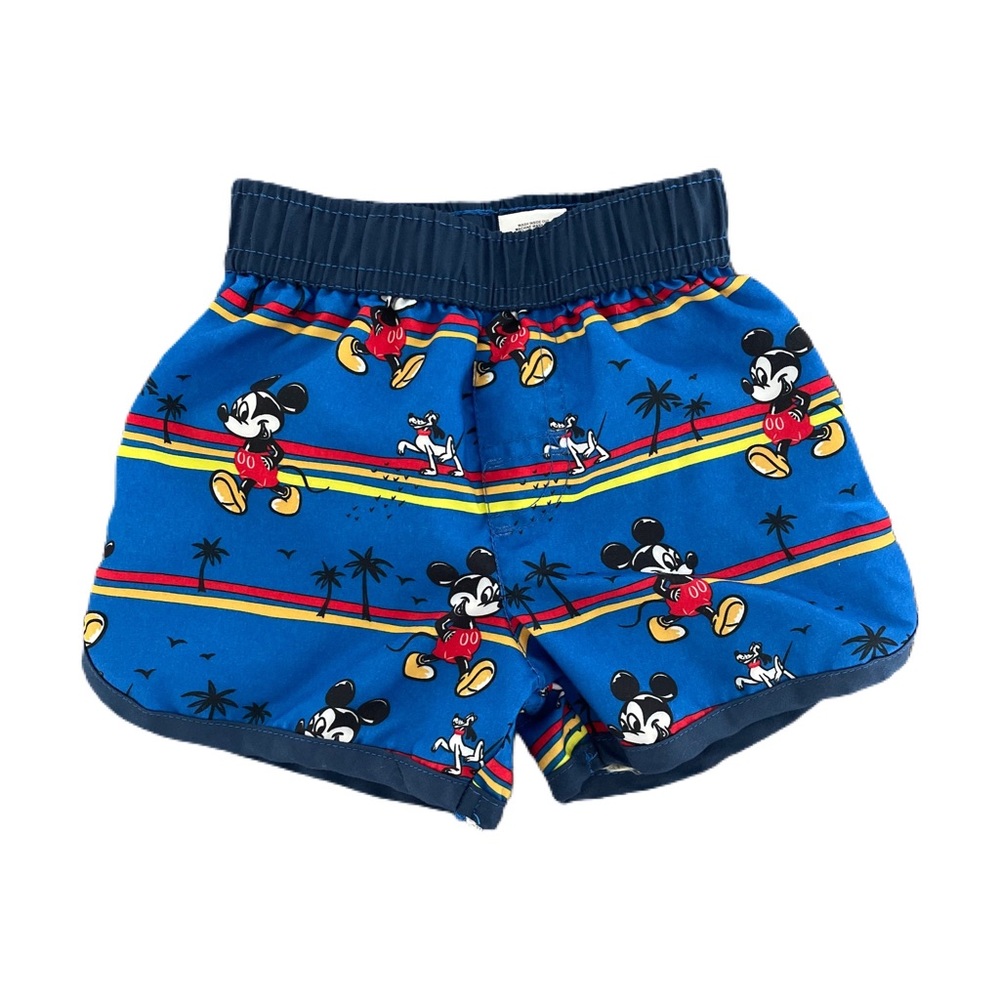 3-6m Disney Baby Mickey Pluto Swim Shorts Trunks Blue Stripe